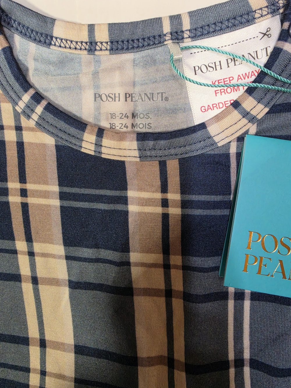 Posh Peanut PP Tulle Bodysuit Twirl 18/24 Joseph print Navy Plaid Baby Girl - Picture 4 of 4